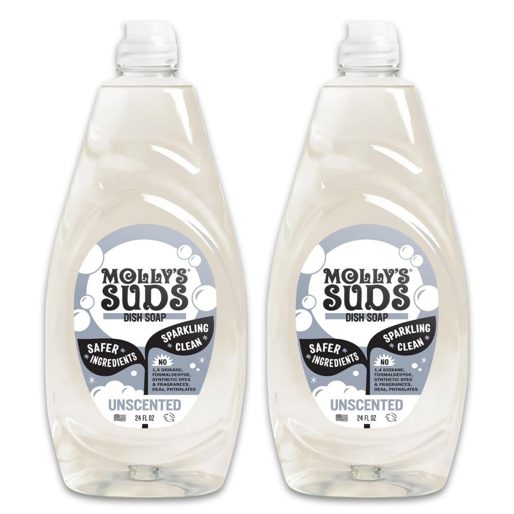 Liquid Dish Soap 24 oz 2 Pack Unscented Simple Ingredients Extra Scrubbing Power