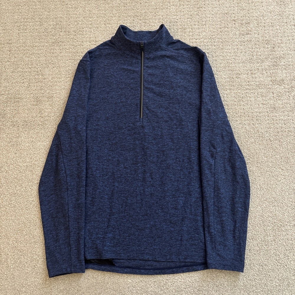 Lululemon Surge Warm 1/2 Zip Pullover Heather Blue Performance Sweater Logo Sz S