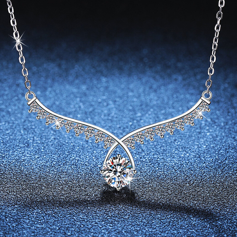 1CT D Color Moissanite Wings Pendant in Sterling Silver for Women