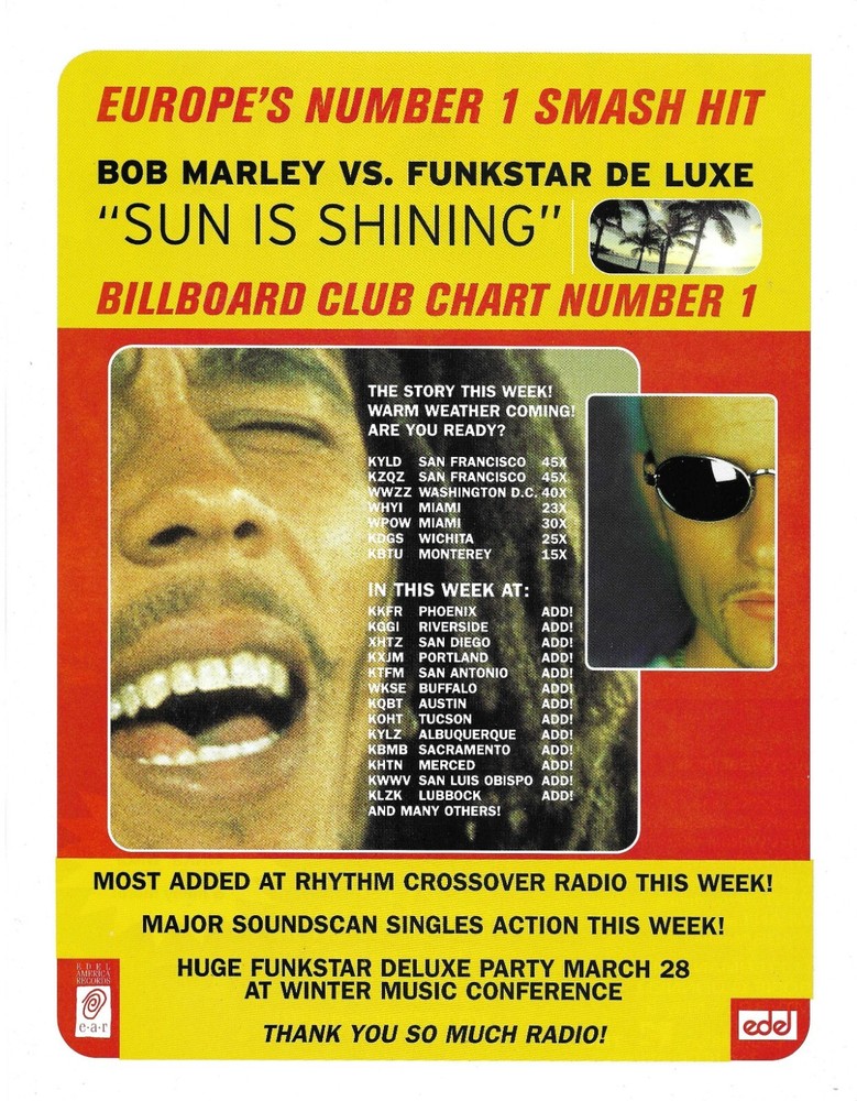 BOB MARLEY & HANSON Double Sided PROMO TRADE AD Poster for 2000  MINT 8.5x11