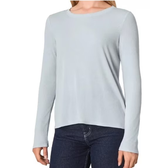 Mondetta Women's Ribbed Long Sleeve Top, Blue, Size Medium, New
