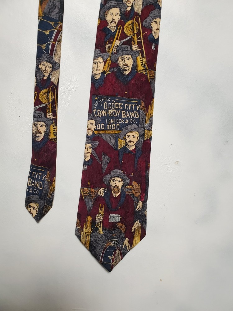Tango By Max Raab Tie Americana Series Cowboy Band Circa 1886 USA Necktie Vtg