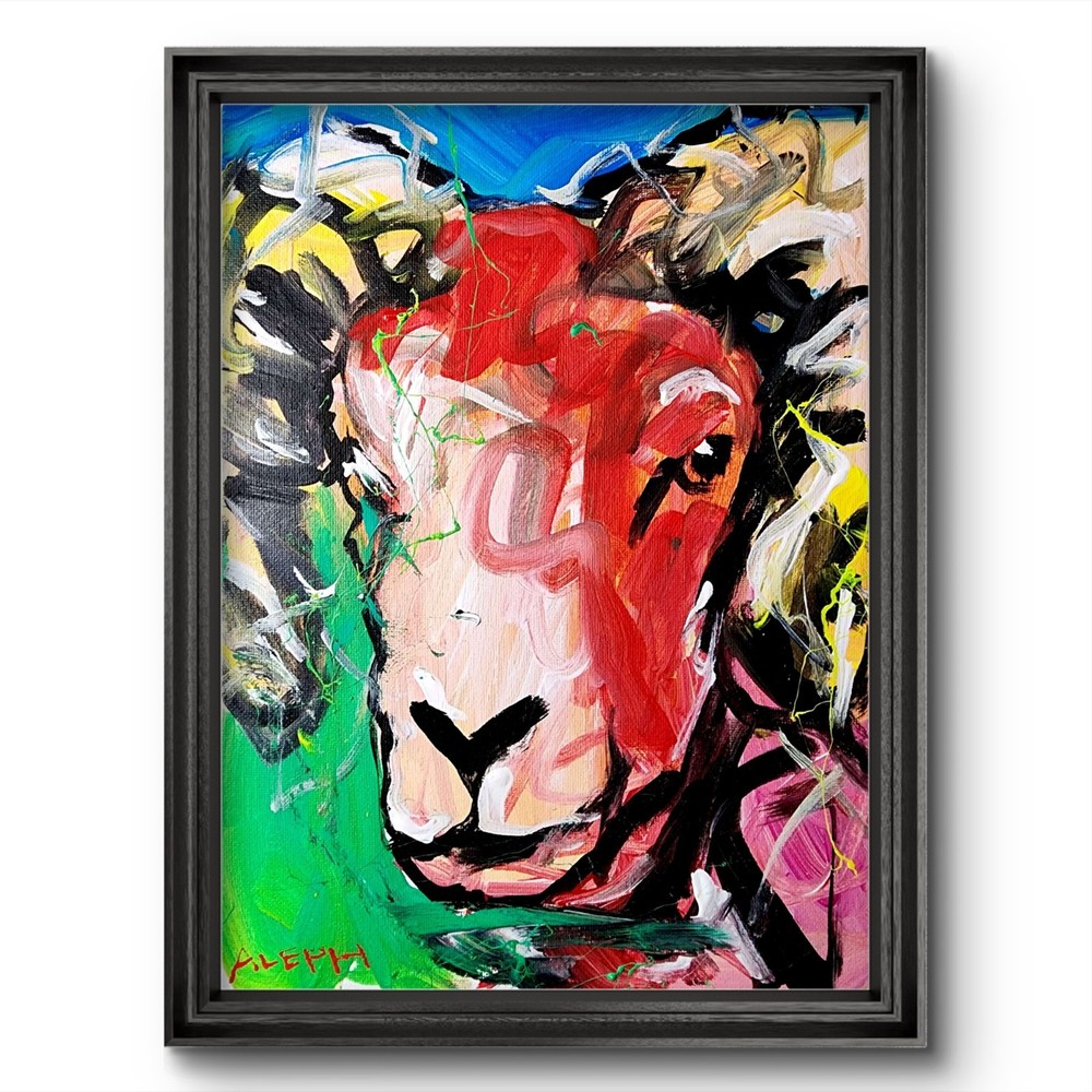 Aleph Original Art Ram 9 x 12   Abstract Expressionist Original Painting Canvas