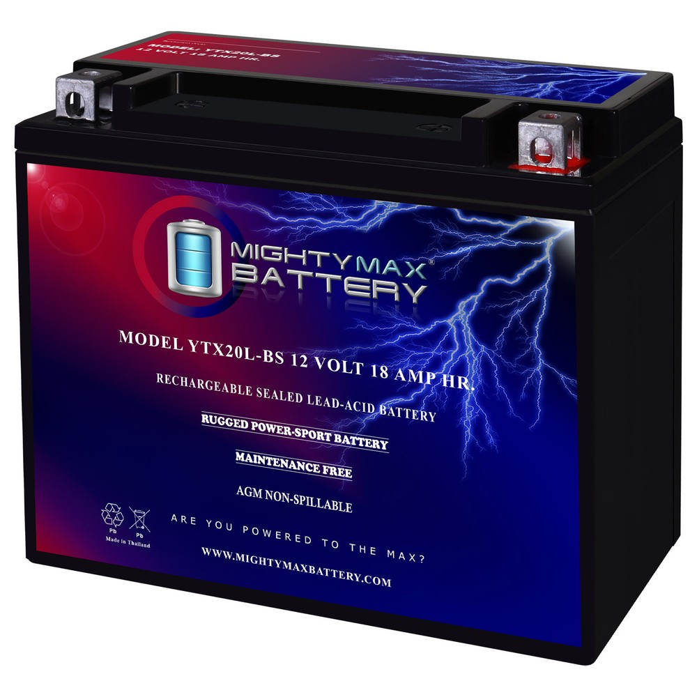 Mighty Max YTX20L-BS Battery for Yamaha YFM400FB Big Bear 4x4 IRS 07-12