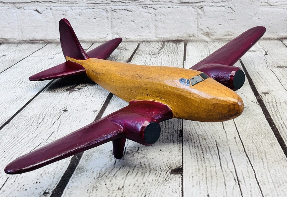 Norman Rockwell Saturday Evening Post DC3 Wooden Airplane by Palecek 12” x 16”