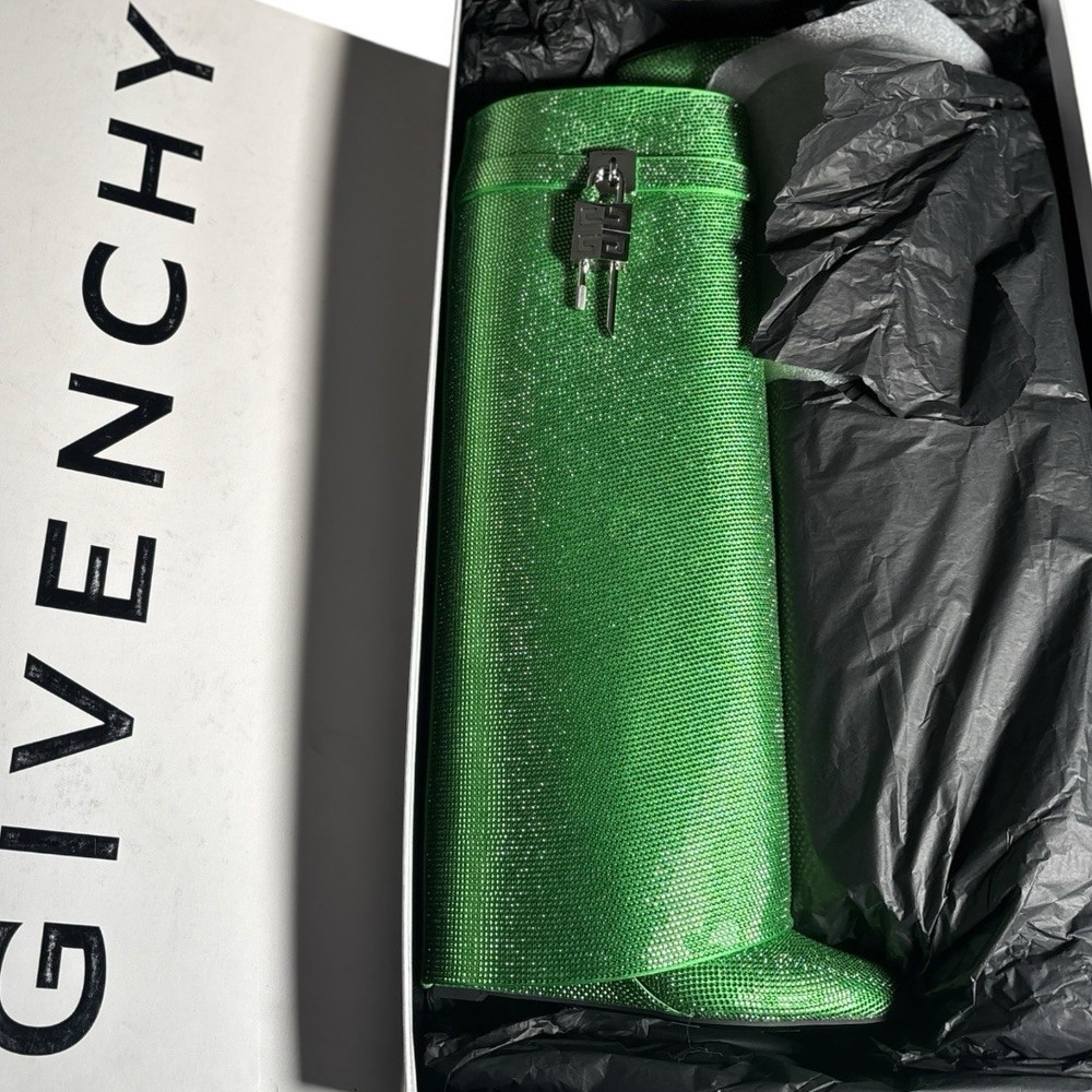 Givenchy Shark Lock Embellished Knee-High Boots Size 39 (US 9) Absinthe Green-image