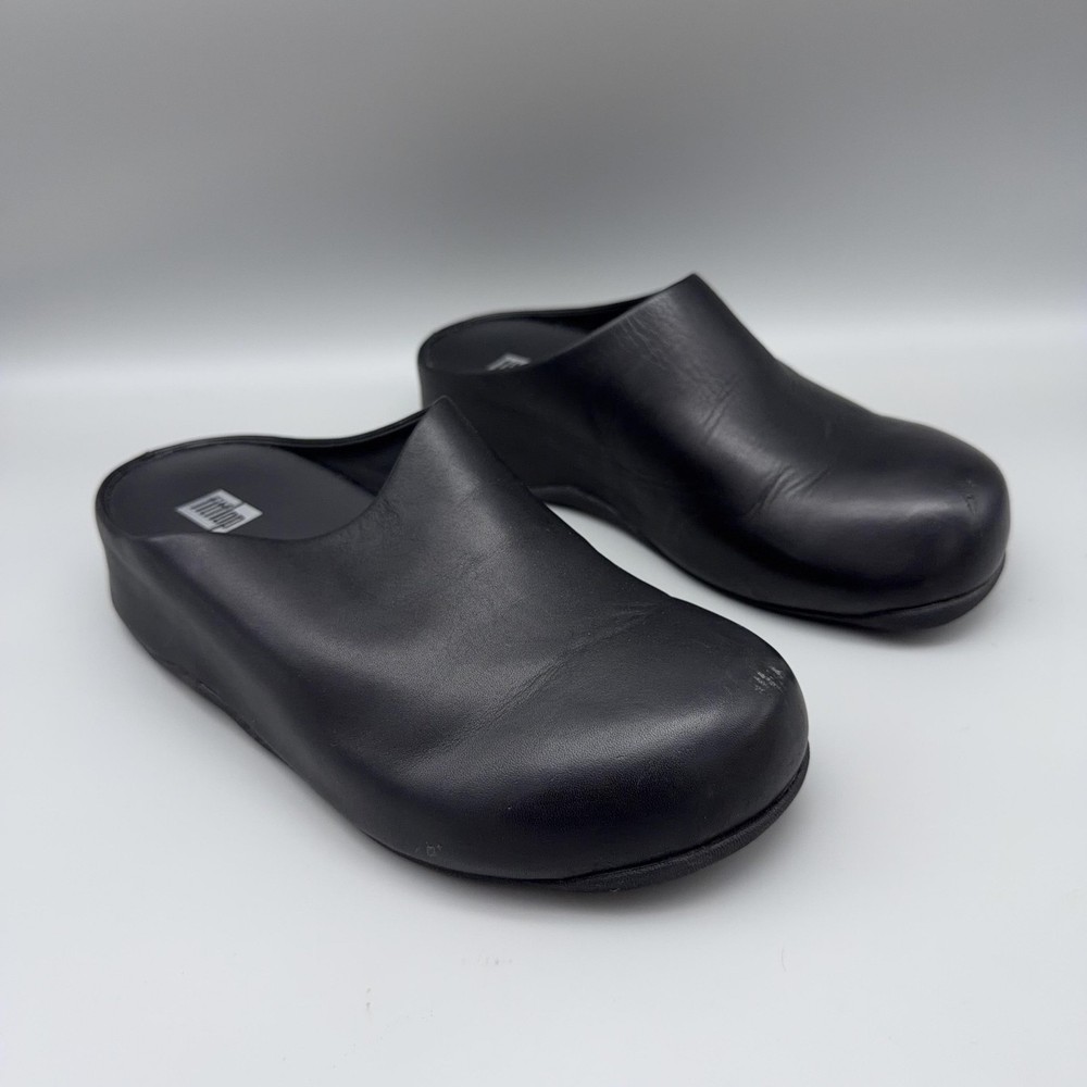 FitFlop Clog Shoes Womens Size 6 Shuv Leather Microwobbleboard Comfort Mule