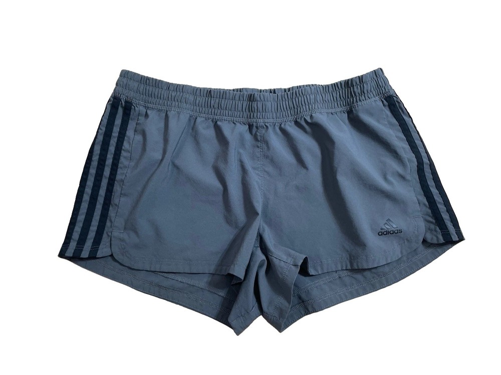 Adidas Women’s Athletic Shorts Gray Black Stripe Pacer 3S Size Large