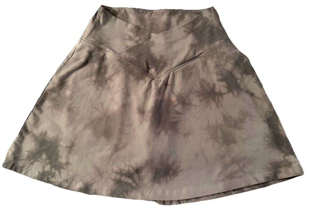 🤍Victoria’s Secret PINK Cotton V Crossover Skort Skirt-Gray & White Tie-Dye-S🩶