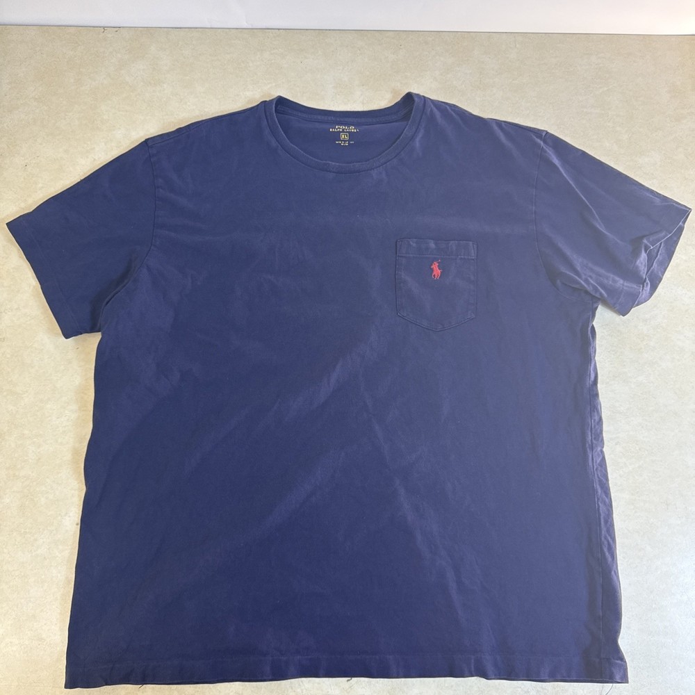 Polo Ralph Lauren Shirt Adult Extra Large Navy Blue U Neck Cotton Short Sleeve