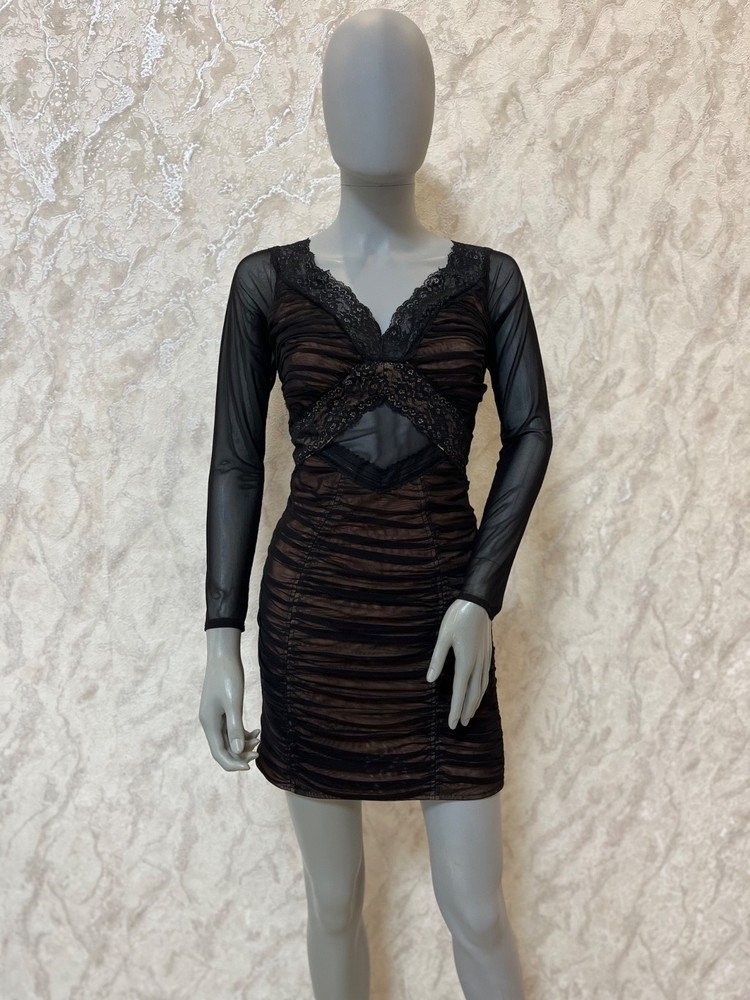 Self Portrait Tiered Guipure Lace Mini Mesh Dress UK 12 /US 8