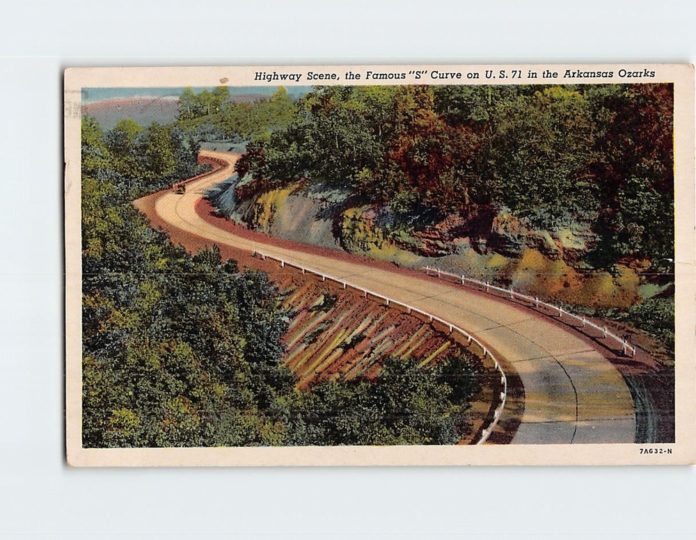 Postcard Highway Scene the Famous S Curve on US 71 Arkansas Ozarks Arkansas USA