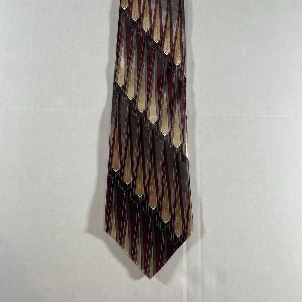 Murano Italy Silk Designer Tie Geometric Formal Pattern Made in USA