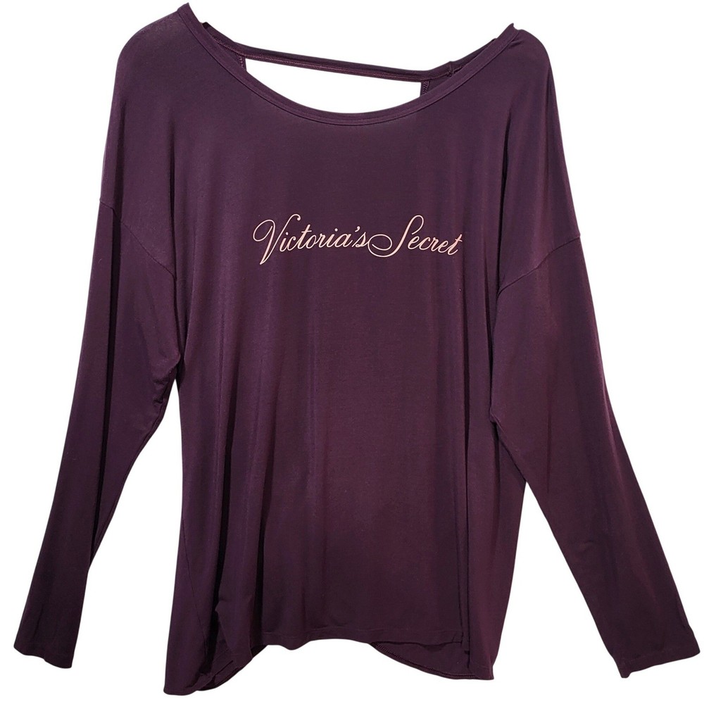 Victoria's Secret Plum Purple Open Back Crossover Long Sleeve Top XL 411432-MVH
