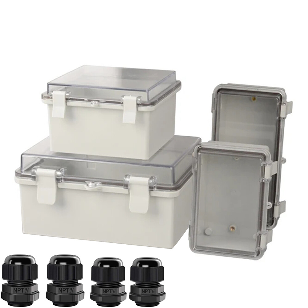 Electrical Project Enclosure Clear Cover IP65 ABS Junction Box with Cable Gland-image