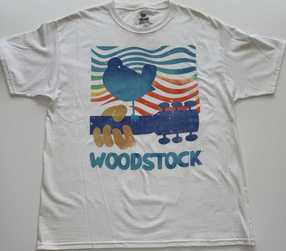 Philcos Woodstock White Graphic Logo Crew Neck Short Sleeve T-Shirt Men's L