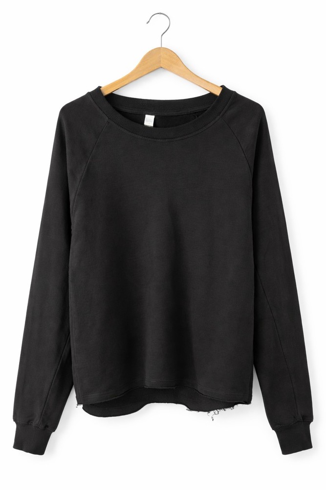 Alternative Apparel Black Distressed Hem Pullover Sweatshirt unisex Size Medium