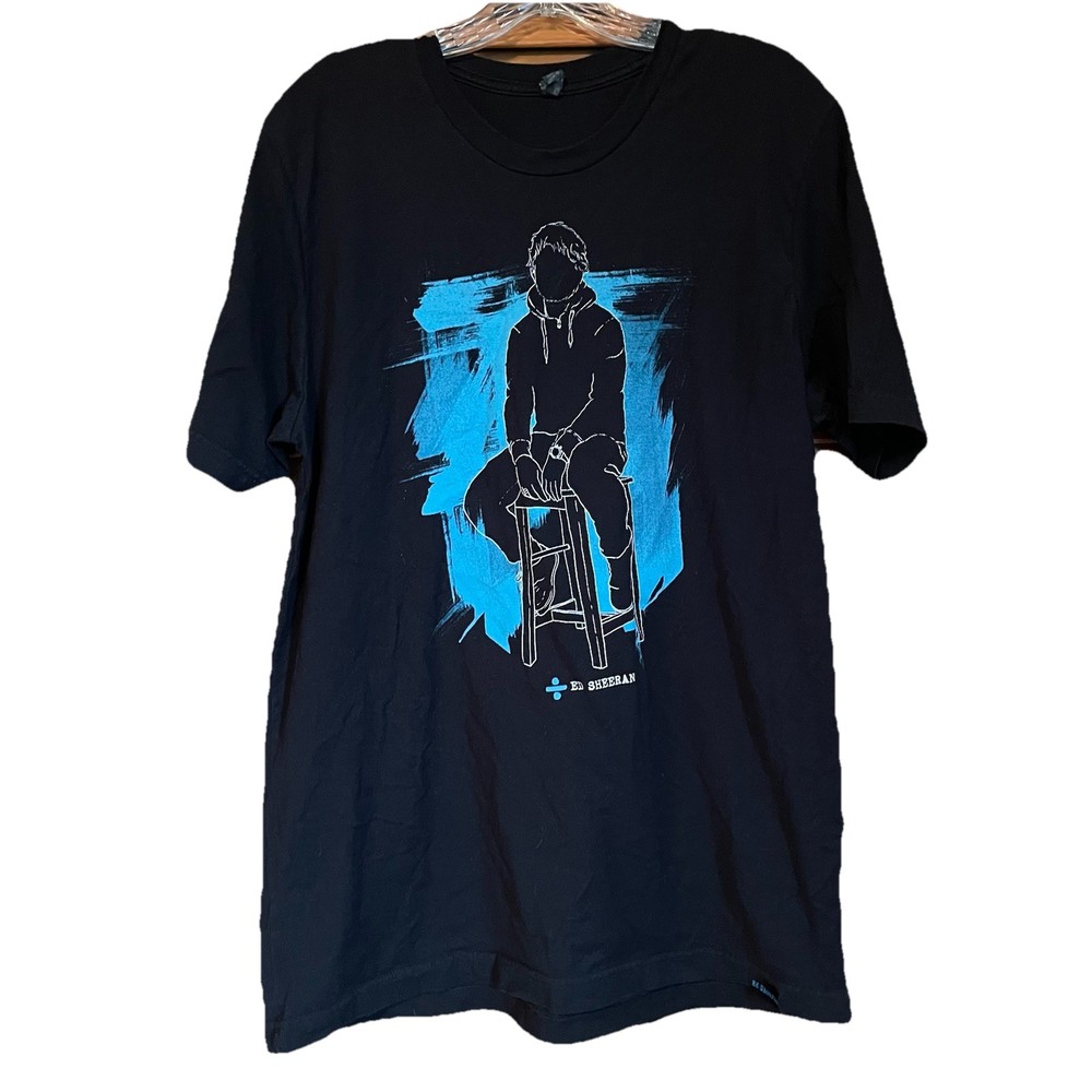 Ed Sheeran Sz XL Divide Concert Tour Short Sleeve Blue Black Shirt Size