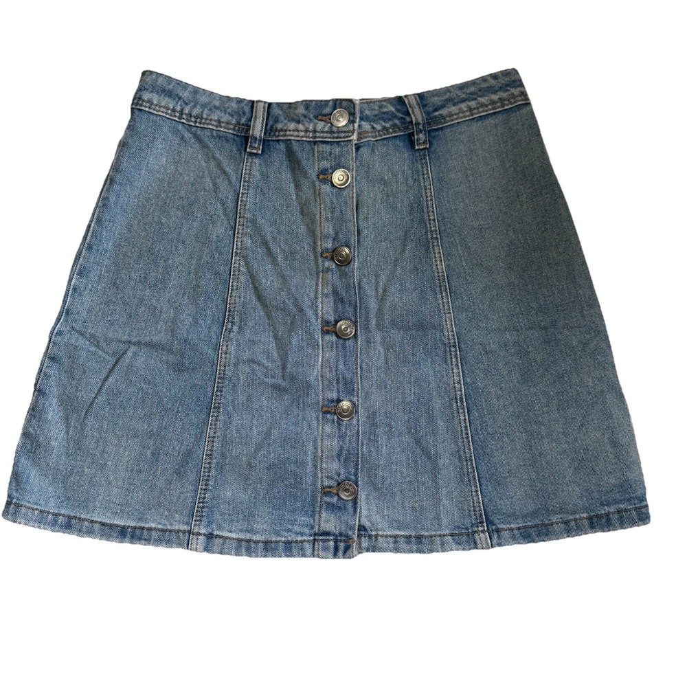 H&M Denim A-Line Button Front Blue Skirt Women's Size 4