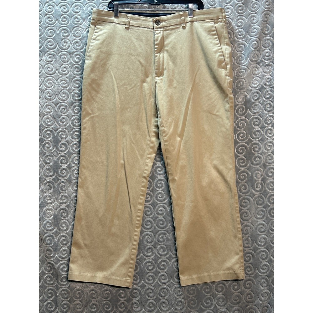 Haggar Clothing Stretch Khaki Flat Front Chino Pants Mens 36x32 Casual Dress