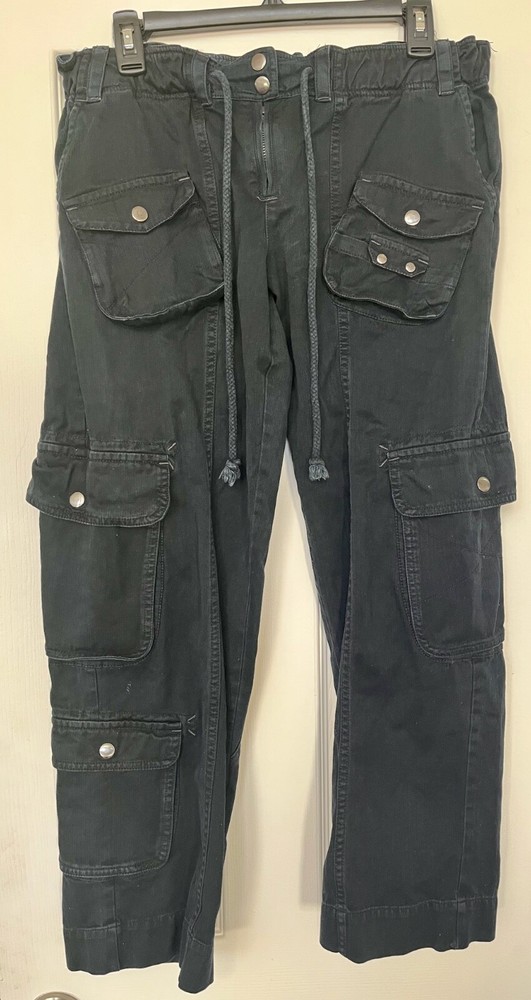 Free People Tahiti Low Rise Cargo Pants XS Womens Black Y2K