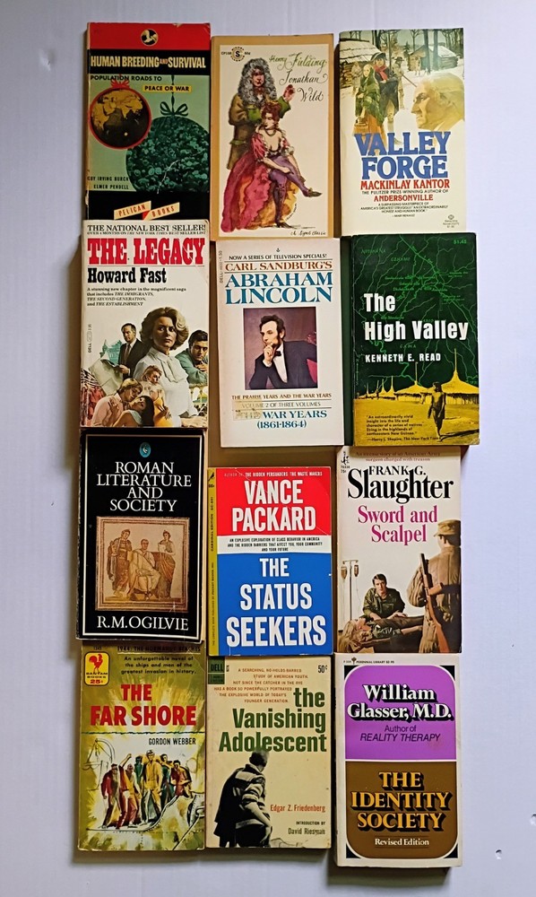 Vintage Mixed Genre Paperback Books Lot of 12 History Sociology Literature Novel