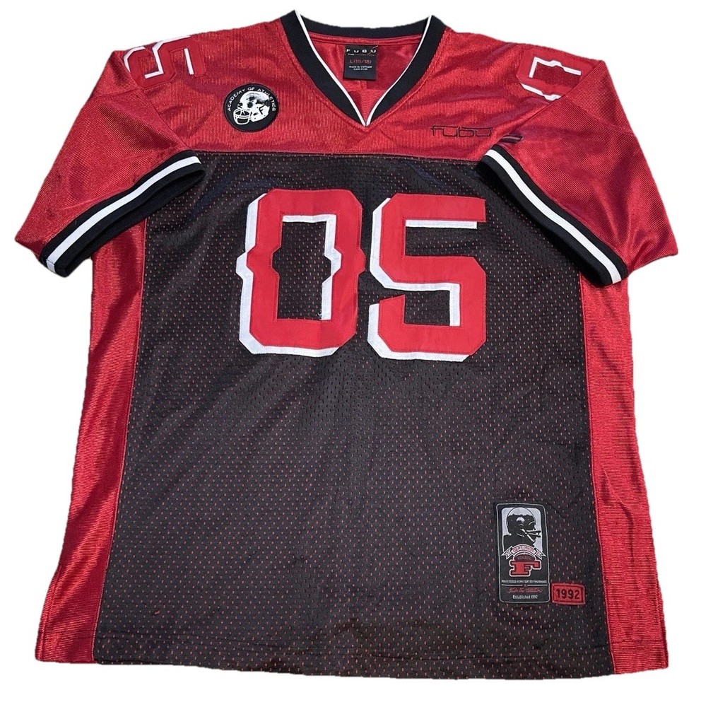 Vtg FUBU Collection 05 Red Football Jersey Y2K VTG Street Youth L 14-16