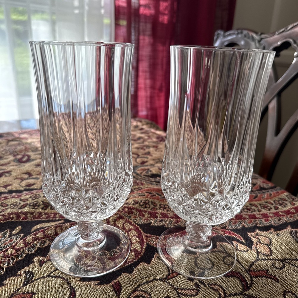 2 Longchamp Crystal Ice Tea /Cocktail Glass Cristal D’Arques-Durand Discontinued
