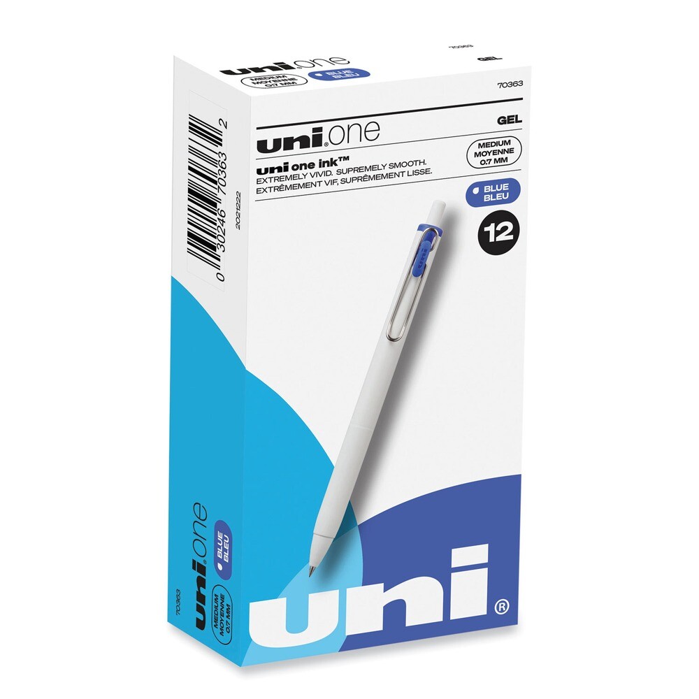 uni-ball 70363 Gel Pen - Blue Ink/White/Blue Barrel/Medium (1-Dozen) New