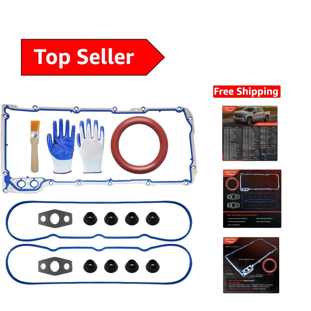 LOBIUTIYA Oil Pan Gasket Kit for Chevy Silverado Suburban Tahoe GMC Sierra