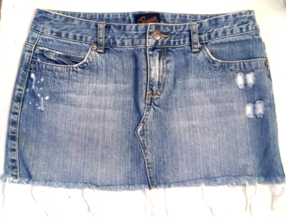 Aeropostale Jeans Ultra Mini Skirt 5/6 Distressed Denim Low Rise Club Wear Y2K