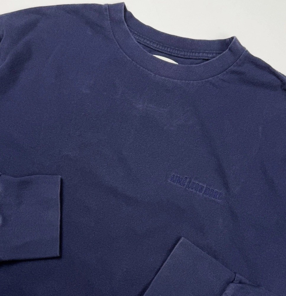 Aime Leon Dore ALD Logo Long Sleeve Crew Cotton Blue Pullover Shirt Men XL