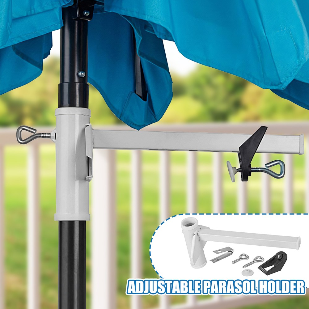 Parasol Holder, Patio Umbrella Base Mount Clamp Adjustable Iron Beach Stand