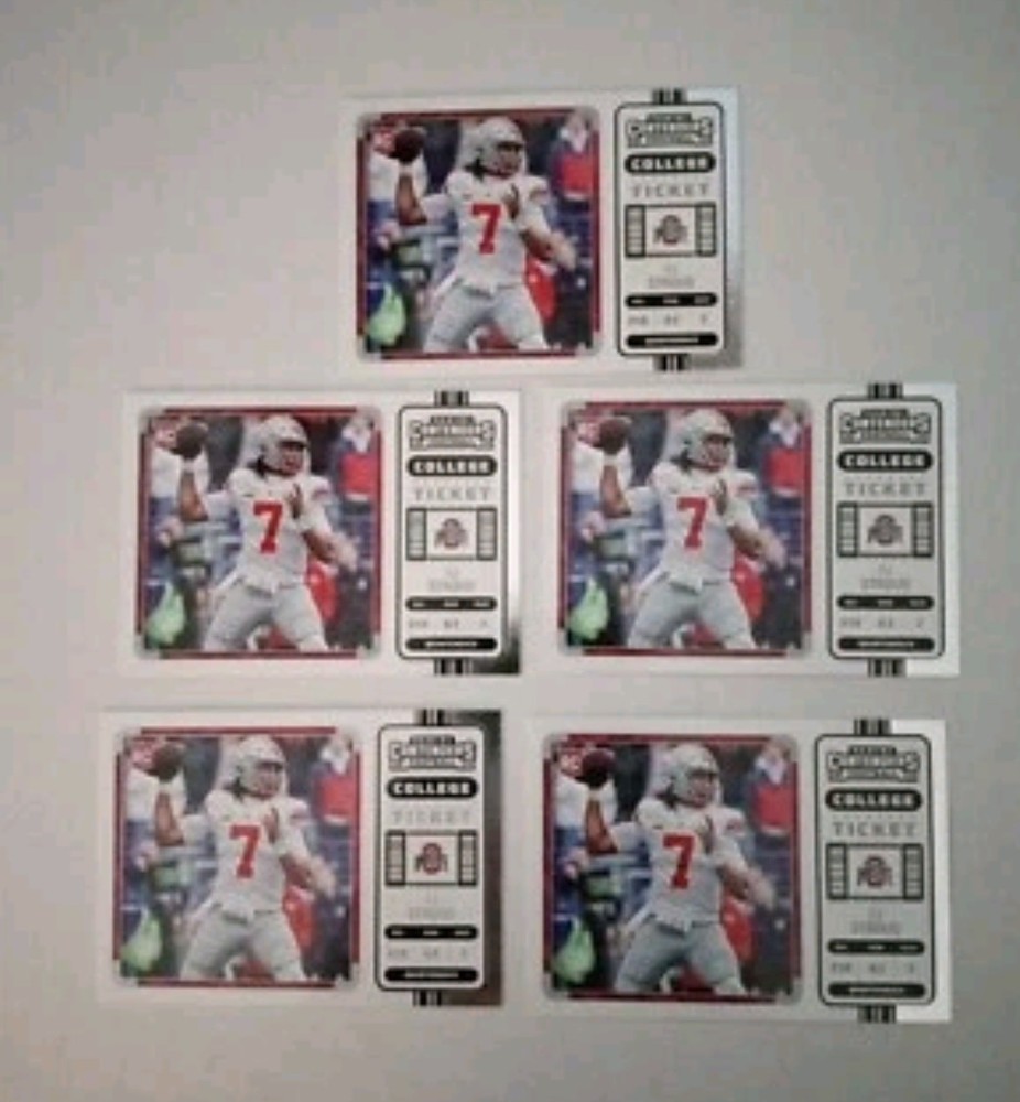 Lot Of 5 Cj Stroud 2023 Chronicles Dp 1/2 Silver College Ticket Rc #3 Buckeyes