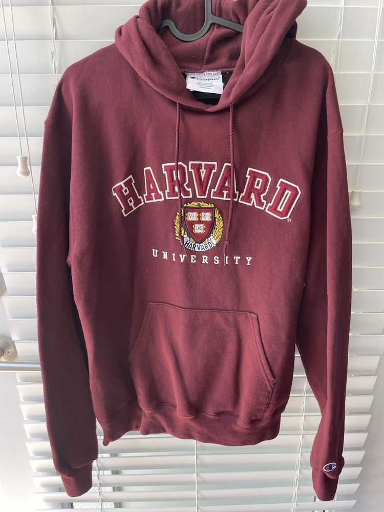Harvard University Hoodie Medium Maroon Red College Pullover Sweatshirt Fleece
