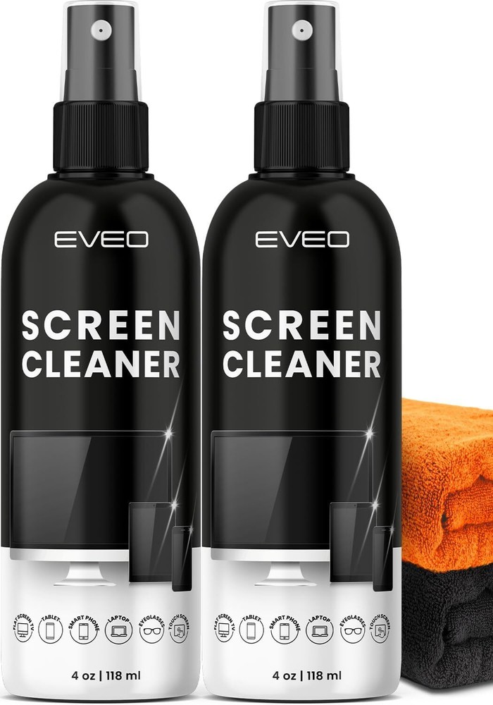 Screen Cleaner Spray - TV screen cleaner spray and Microfiber cloth white