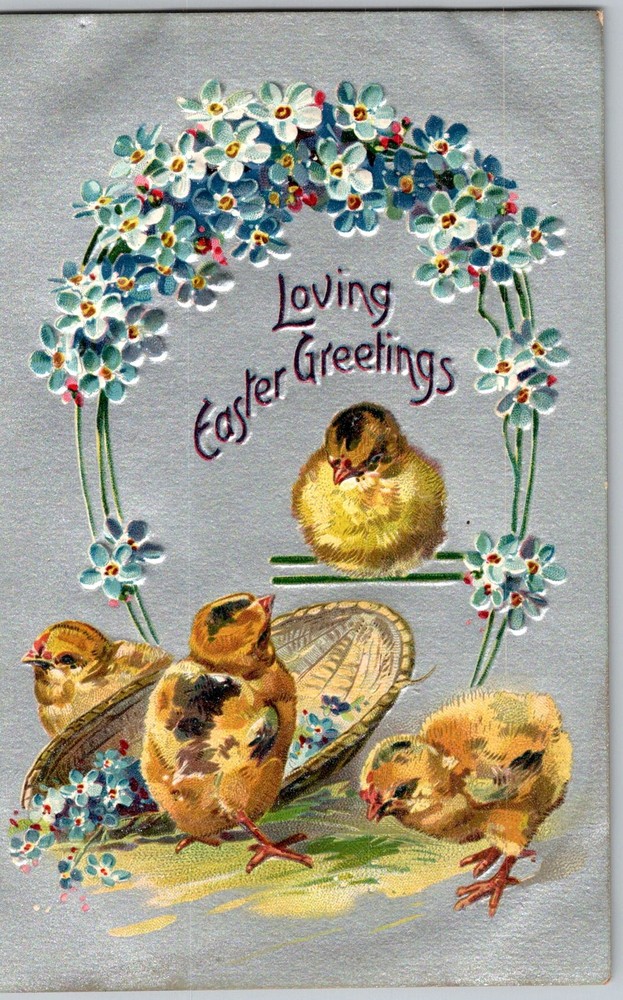 Antique Postcard Loving Easter Chicks Greeting 1910s