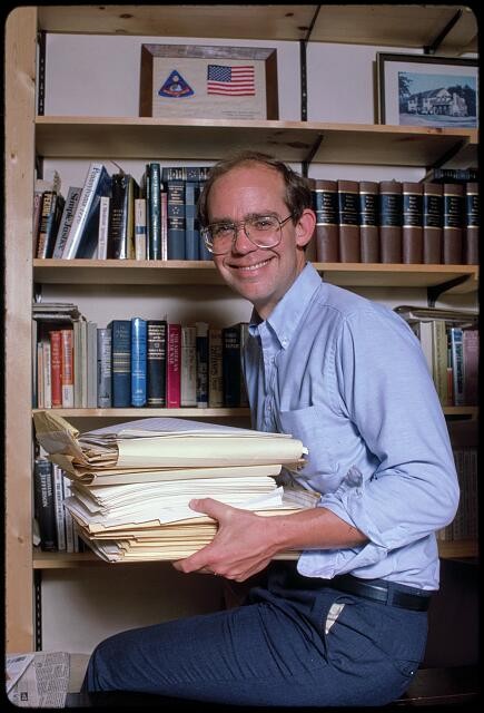 David Eisenhower study portrait 1986 books bookshelf grandson Dwight Eisenhower