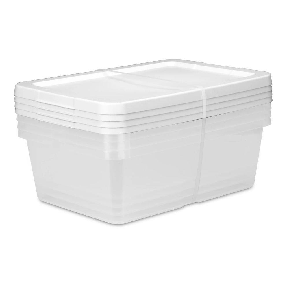 12 Quart Clear Storage Bins with Snap-On Lids, Set of 4