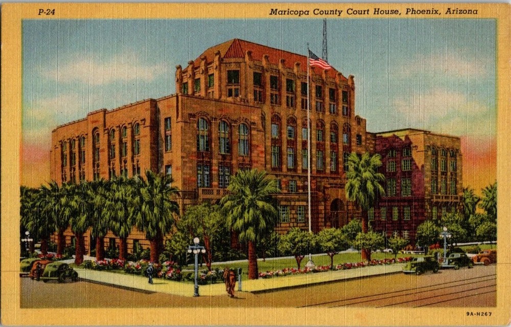 Vintage Maricopa County Courthouse Phoenix Arizona Linen Postcard CT