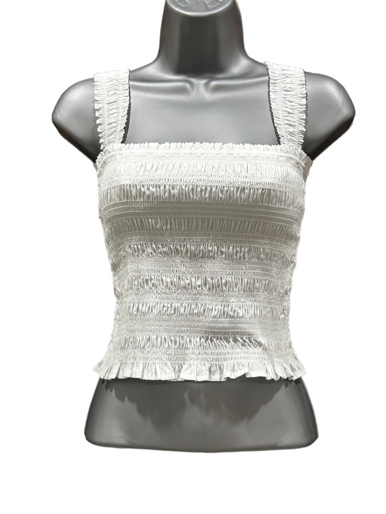 NWT Madewell Poplin Smocked Tank in white size XXS