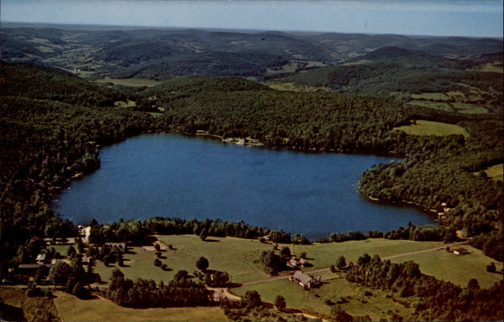 Deposit New York Oquaga Lake aerial view ~ unused postcard sku419