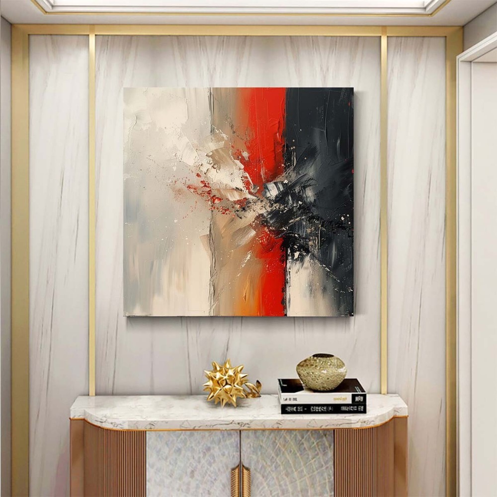 oil painting Abstract on canvas Modern wall decor Red and Black Hand-painted