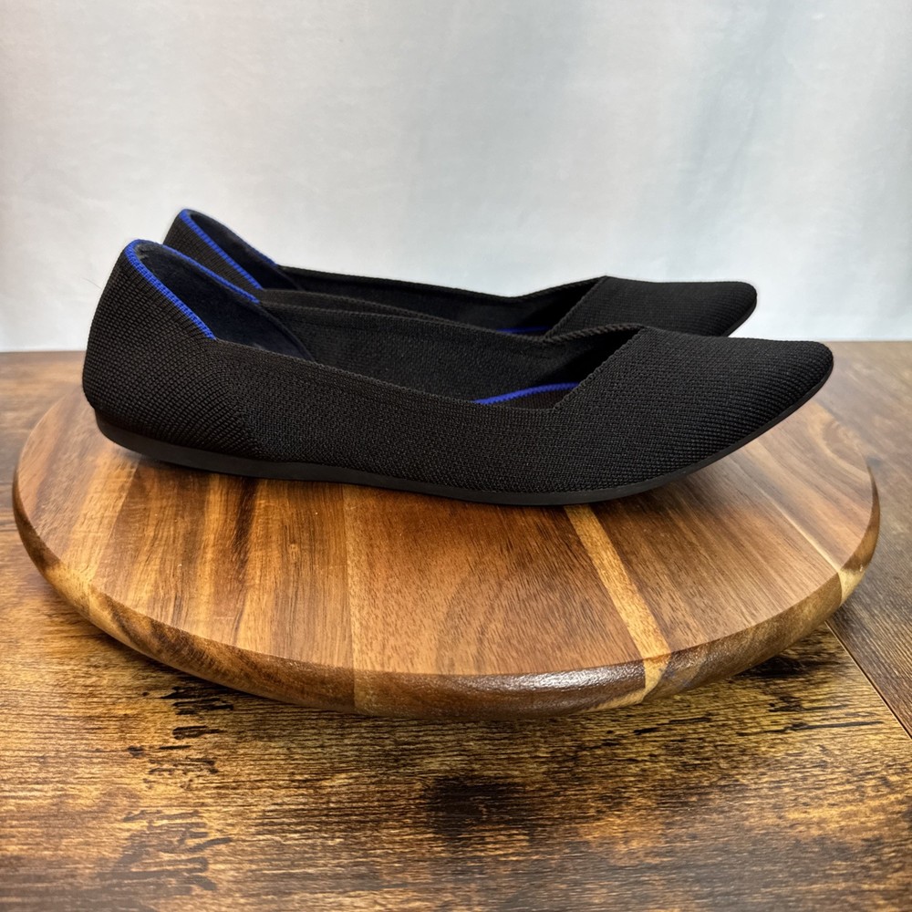 Rothy's The Point Black Flats Women’s Sz 10 Slip On Comfort Casual Shoes Cloth
