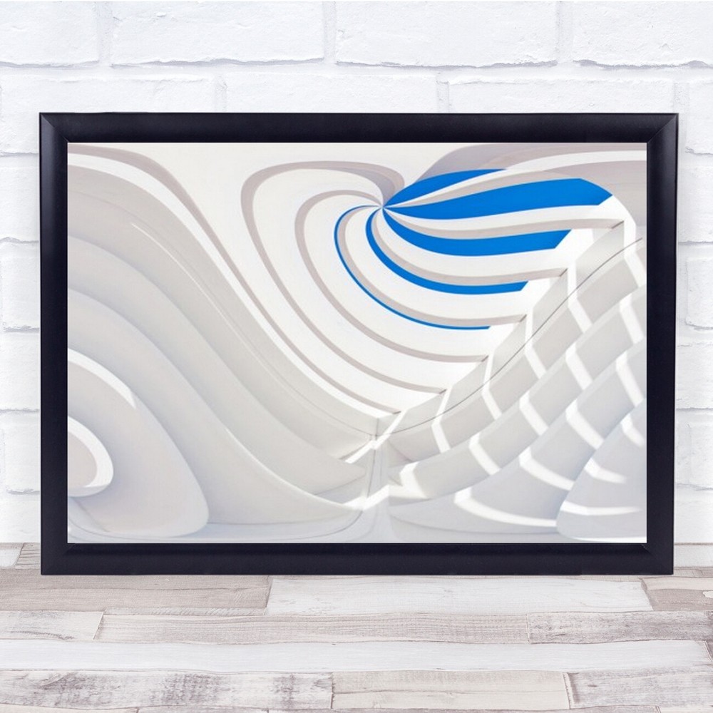 Playful Geometric Split Croatia Blue High-Key Wall Art Print