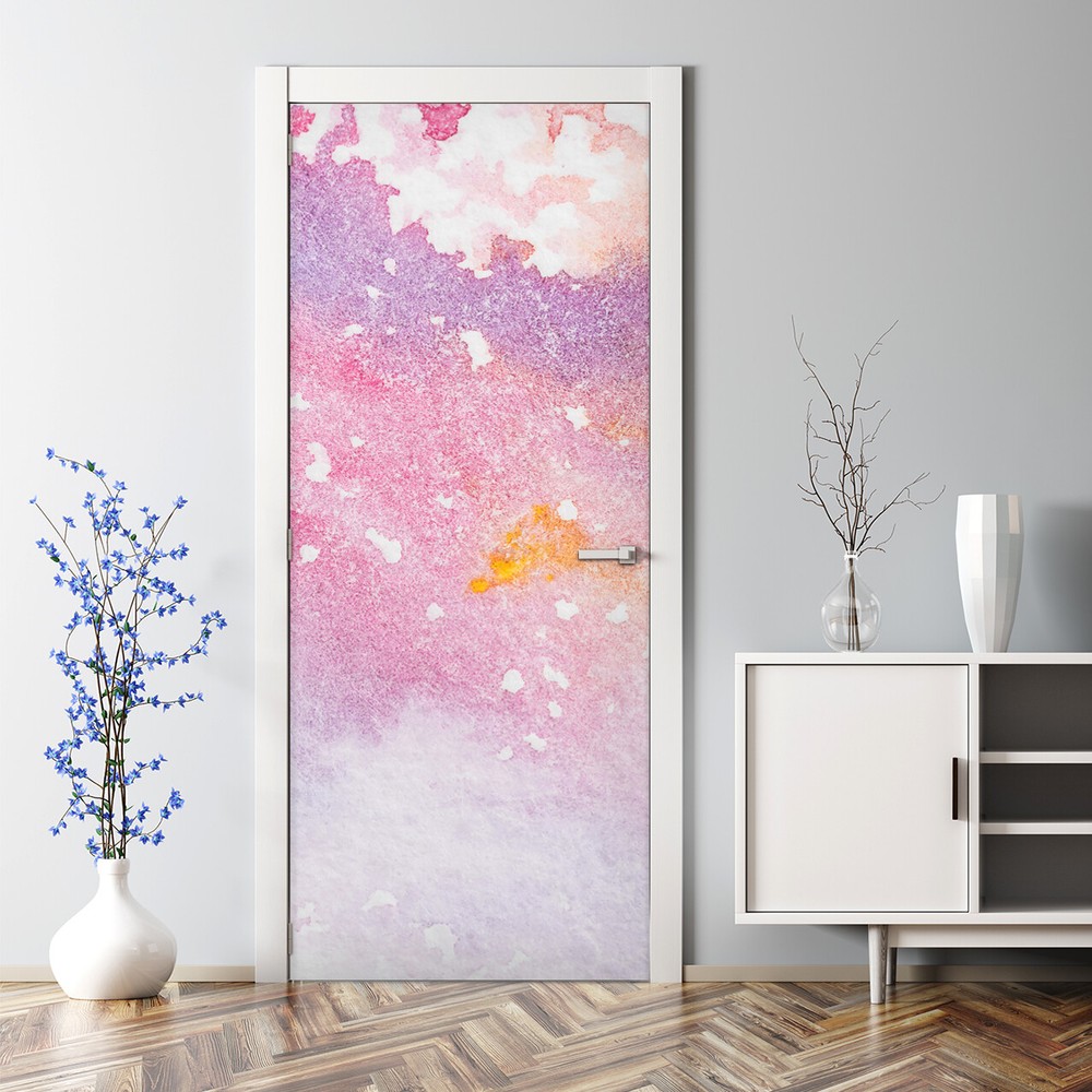 Colorful Sweet Nursery Watercolor Bubble-Free Door Decal Sticker