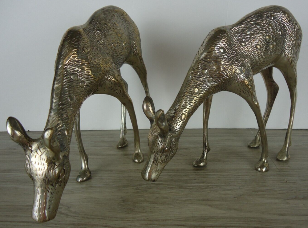 Pair Standing Deer Figures Statue Decor Hunting Cabin Lodge Ranch Christmas 8 in