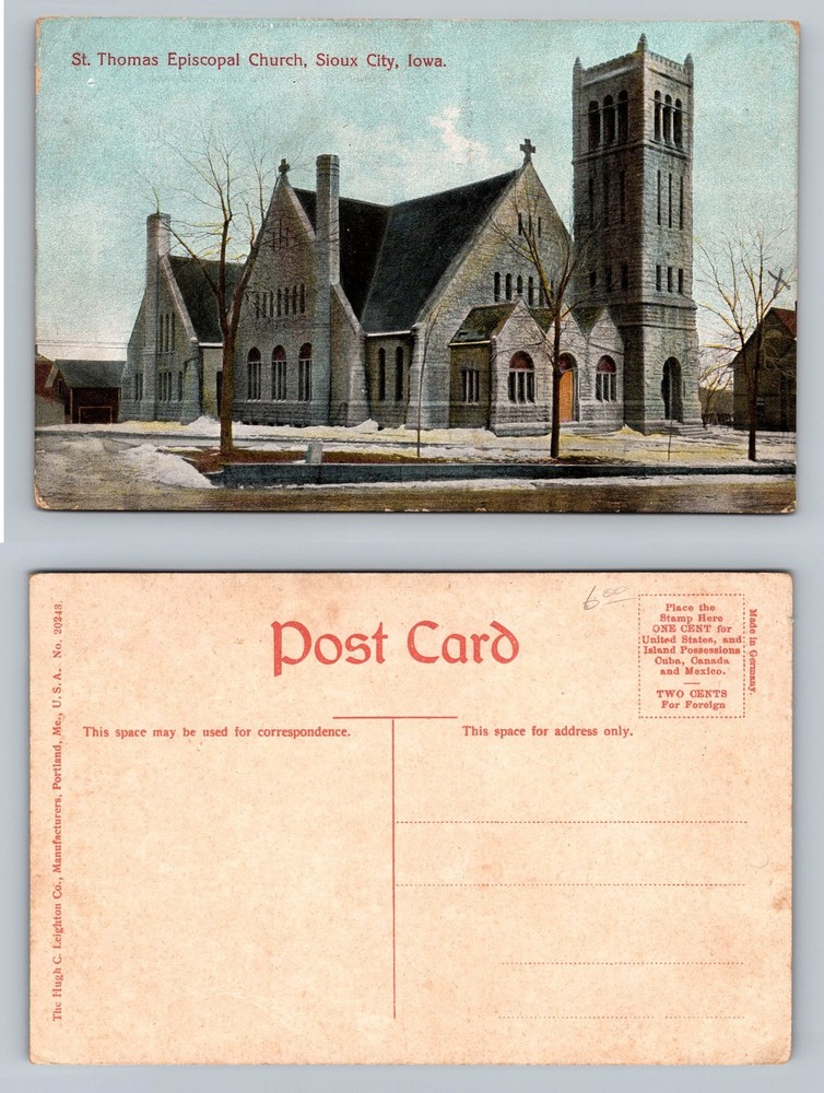 Sioux City, IA-Iowa, St Thomas Episcopal Church Stone Gothic Vintage Postcard