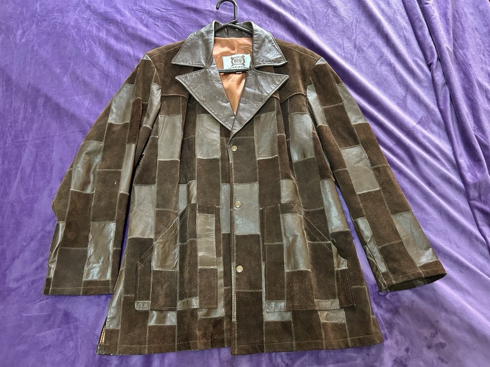 Vintage Leather & Suede Mens Brown Jacket Coat Kantex Leathers Size 46R