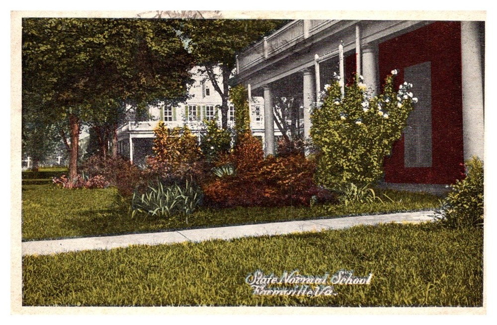 1923 Front Gardens at State Normal School Farmville Virginia Vintage Postcard